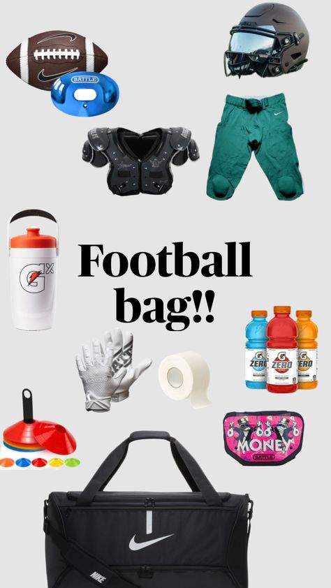 Idk what to do for football😂😂 Tackle Football, Football Bag, Football Accessories, Flag Football, Fun Sports, Abc, Bag Accessories, Wrestling, Flag