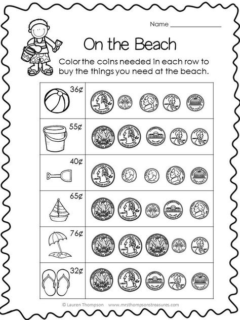 Summer School Worksheets, Math Worksheets 2nd Grade, Color Sight Words, Summer Math Worksheets, 2nd Grade Math Games, Worksheets 2nd Grade, Summer Countdown, Money Math Worksheets, Summer Worksheets