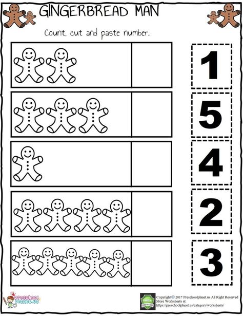 Gingerbread Worksheets, Gingerbread Math Activities, Gingerbread Man Preschool, Preschool Winter Worksheets, Gingerbread Numbers, December Lesson Plans, Gingerbread Math, December Lessons, Gingerbread Man Activities