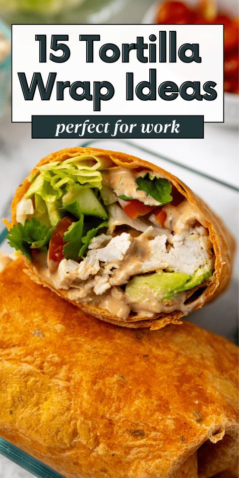 I have a list of easy, quick and simple lunch wrap ideas. All of them can be made ahead are healthy and best served cold. Along with those recipes, I have dips, sides, and tips that will make your lunch the envy of everyone in the office! Small Flour Tortilla Ideas, Wraps With Lunch Meat, Clean Eating Wraps Recipes, Tortilla Wrap Filling Ideas, Tortilla Lunch Ideas Healthy, Delicious Wrap Recipes, Tomato Wrap Recipes, Bariatric Wraps, Whole Wheat Tortilla Wraps