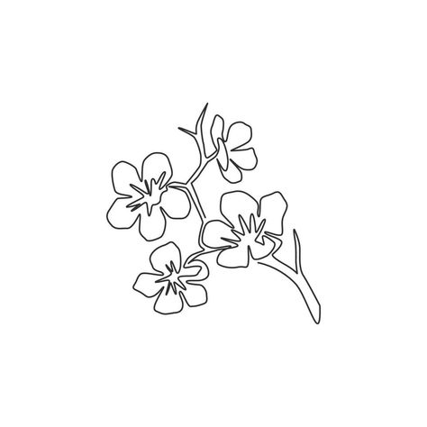 Fresh Cherry, Single Line Drawing, Blossom Tattoo, Cherry Blossom Tattoo, Sakura Flower, Continuous Line Drawing, Continuous Line, Single Line, Art Print Poster