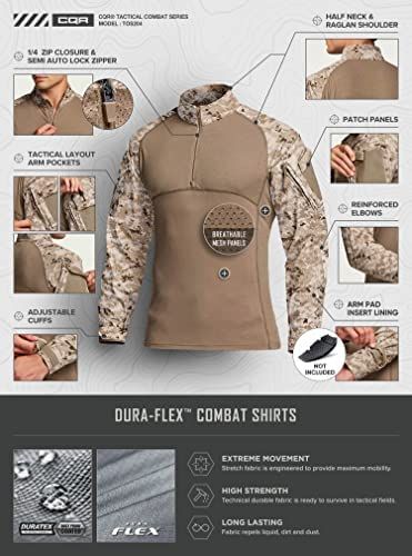 CQR Men's Combat Shirt Tactical 1/4 Zip Assault Long Sleeve Military BDU Shirts Camo EDC Top Military Style Crew Neck T-shirt For Streetwear, Cotton Military Shirt For Streetwear, Tactical T Shirts, Camouflage Military Style Tops For Streetwear, Military Streetwear Shirt With Pockets, Military Style Shirts, Tactical Shirt, Combat Shirt, Tactical Wear