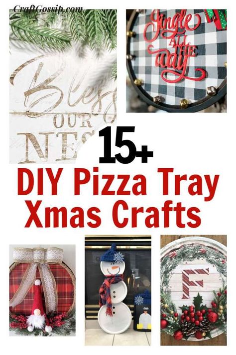 Pizza Pan Crafts, Christmas Pizza, Pizza Tray, Make Your Own Wreath, Printable Snowman, Diy Pizza, Christmas Craft Projects, Pizza Pan, Dollar Tree Christmas