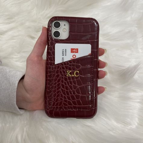 The perfect holiday gift! Customized Phone Cases, Chic Phone Case, Phone Case With Card Holder, Card Holder Phone Case, Phone Case Monogram, Iphone Leather, Custom Iphone Cases, Iphone 12 Case, Iphone Leather Case