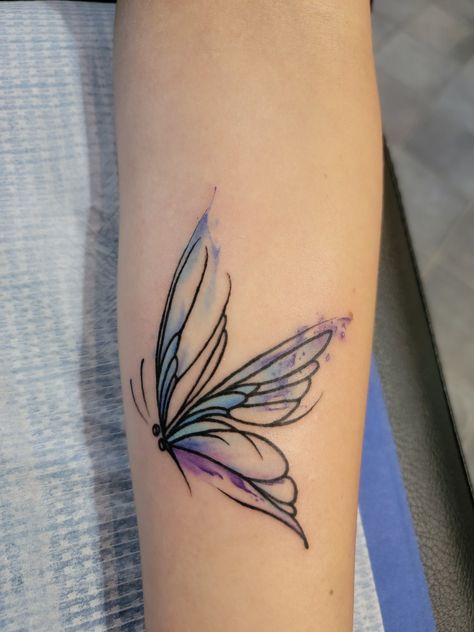 Teal And Purple Tattoos, Teal And Purple Butterfly Tattoo, Blue Watercolor Butterfly Tattoo, Purple And Teal Tattoo, Purple Butterfly Tattoos, Purple And Blue Tattoo, Purple Watercolor Tattoo, Teal Butterfly Tattoo, Watercolor Tattoo Butterfly