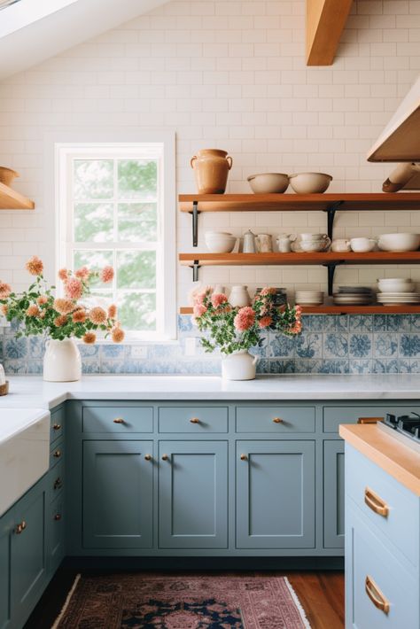 Highland Cottage Interior, Cottage Kitchen Colorful, Cottage Kitchen Ideas Small, Tudor Cottage Interior Kitchen, Modern Cottage Style Kitchen, Small Modern Cottage Interior, English Seaside Cottage Interior, English Kitchen Design Cottage Style, Cottage Core Kitchen Inspiration