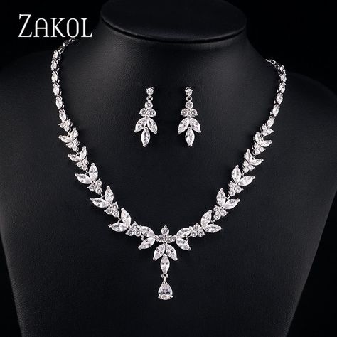 Cheap wedding jewelry sets, Buy Quality fashion jewelry set directly from China jewelry sets Suppliers: ZAKOL Simple Fashion Leaves Earrings Sliver Color Necklace Weddings Jewelry Sets With AAA+ CZ Zirconia FSSP180 Enjoy ✓Free Shipping Worldwide! ✓Limited Time Sale ✓Easy Return. Hot Necklaces, Crystal Bridal Jewelry Sets, Bride Jewelry Set, Bridal Necklace Set, Wedding Bridal Jewellery, Leaf Necklace, Bride Jewellery, Wedding Jewelry Sets, Bridal Jewelry Sets