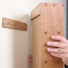 How to Hang a Cabinet on the Wall - Fine Woodworking Article. Or, y'know, the OMFG Tall Bookshelves Of Wonder. Else what's a 12' ceiling for? Bathroom Sink Storage, Tall Bookshelves, Diy Rangement, Desk Diy, Kabinet Dapur, Sink Storage, Diy Holz, How To Hang, Trendy Bathroom