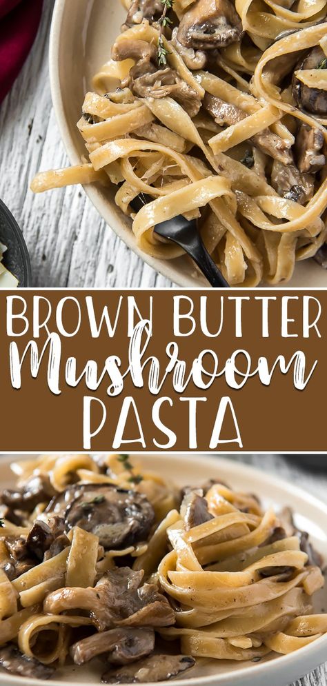 Creamy Brown Butter Mushroom Pasta Brown Butter Mushroom Pasta, Italian Mushroom Pasta, Browned Butter Pasta, Butter Mushroom Pasta, Elbow Pasta Recipes, Entertaining Meals, Courtney Williams, Mushrooms Pasta, Grey Food