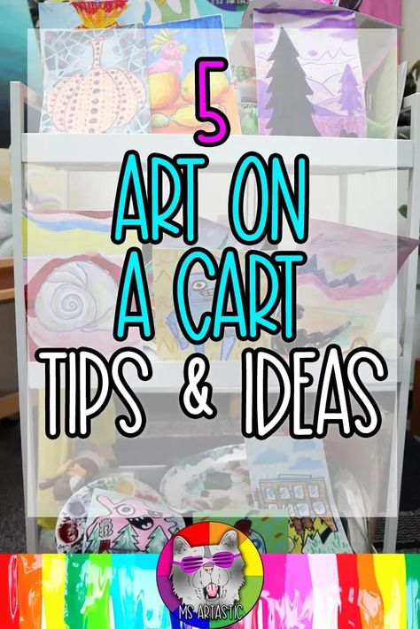 Art On A Cart Elementary Lessons, Art Cart Ideas, Art On A Cart, February Art, Line Art Projects, June Art, Art Classroom Organization, August Art, November Art