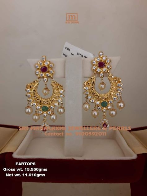 Chandh Balies Gold Earrings, Chandbalis Earrings Gold, Light Weight Chandbali Earrings Gold, Gold Chandbali Earrings Design, Eyerings Gold Design, Chandbali Earrings Gold Latest, Gold Chandbali Earrings, Chandbali Earrings Gold, Gold Chandbali