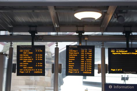 The above picture are of a train timetable in Edinburgh and they represent a digital bleed by “bleeding” digital data into the physical world displaying Arrival times, Departure times Delays, Cancellations for all trains coming and going from Edinburgh Waverley Station on monitors located around the station for all platforms with a main hub in the centre and platforms having here own individual displays. This allows passengers to schedule there travelling accordingly. Train Timetable, Orsay Museum, Digital Data, Train Times, Sociology, A Train, Train Station, Edinburgh, Train