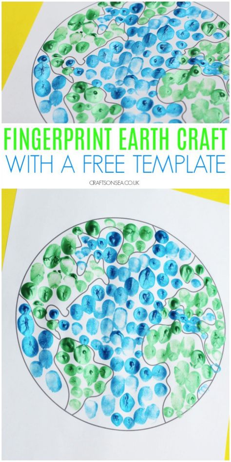 earth day crafts for kids preschool fingerprint activity #kidscrafts #preschool Preschool Earth Crafts, Continent Crafts For Kids, Recycling Activities For Kids Preschool, Environment Day Activities For Kids, Environment Crafts For Kids, Recycling Crafts Preschool, Fingerprint Activity, Earth Day Crafts For Kids, Earth Day Craft