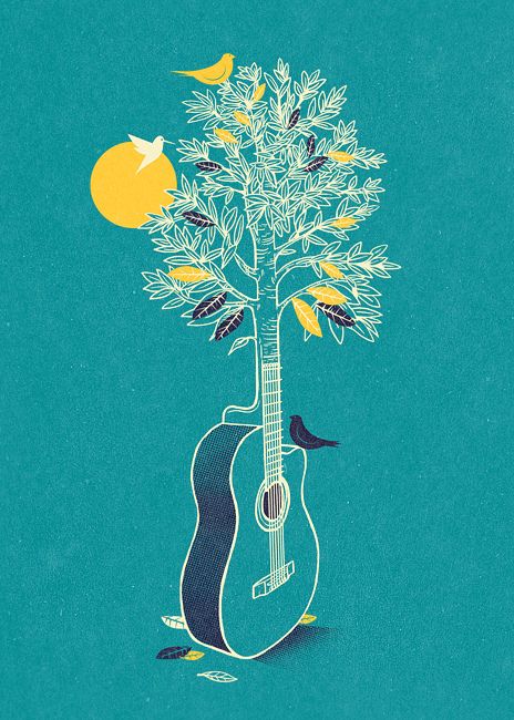 NightSound | by laurofonte Nature Guitar, Art Musical, Wal Art, Music Illustration, Plakat Design, Musical Art, Guitar Art, Fun Illustration, Arte Inspo