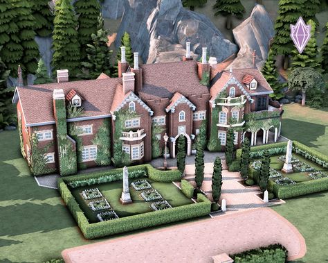 Here is a recreation of Bly Manor on the Sims 4 and it's definitely haunted! No CC was used. Windenburg House Sims 4 No Cc, Sims 4 Professor House, Sims Manor House, Sims 4 French Country House, Sims 4 Country Manor, Sims 4 Mini Mansion, Sims 4 Park Ideas Layout, Easy Sims 4 Builds, Sims 4 Tudor Mansion