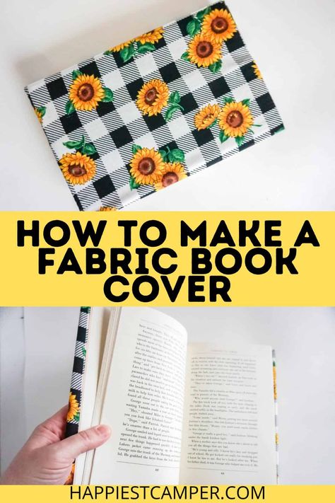 No Sew Book Cover, Free Bible Cover Sewing Patterns, Sewn Journal Covers, Cloth Book Covers Diy, Diy Adjustable Book Cover, Fabric Book Cover Pattern, Sew A Book Cover, Paperback Book Covers Diy, Fabric Covered Photo Album Diy