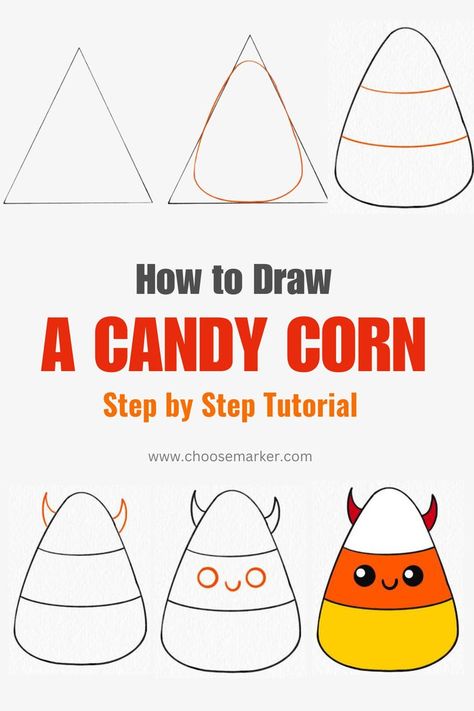 🍬 Learn how to turn your sweet tooth into a masterpiece with this step-by-step guide on drawing a candy corn! 🎨✏️ Get ready to satisfy your artistic cravings and create a sugary work of art that will leave everyone craving Halloween treats. 🌽🧡 #DrawingTutorial #CandyCornArt #SweetMasterpiece Halloween Sketchbook, Mom Calendar, Corn Drawing, Easy Halloween Drawings, Candy Drawing, How To Draw Steps, Halloween Drawings, Drawing Skills, How To Turn