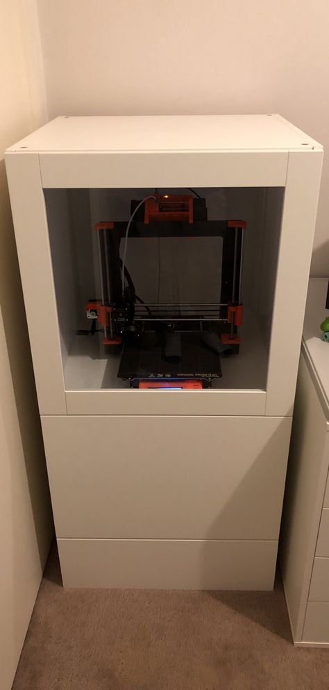 I’ve been using the Lack enclosure for my 3d printer, but recently received a MMU2S, and realised that there wasn’t enough space in the… Ikea 3d Printer Enclosure, 3d Printing Enclosure, 3d Printing Organization, 3d Printer Organization, Make 3d Printer, 3d Printer Enclosure, Printer Storage, Printer Cabinet, Drukarka 3d