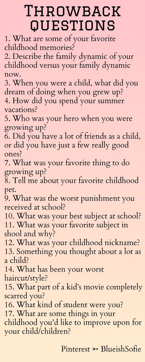 Pinterest ➳ 𝓑𝓵𝓾𝓮𝓲𝓼𝓱𝓢𝓸𝓯𝓲𝓮 By: 𝓑𝓵𝓾𝓮𝓲𝓼𝓱𝓢𝓸𝓯𝓲𝓮 Throwback Questions to get to know someone childhood history relateable memories life ideas lifestyle #questions #know #childhood #ideas #lifestyle #life #memories #love #tumblr Questions To Ask About Childhood, Childhood Questions To Ask, Questions About Childhood, Childhood Questions, Legacy Journal, Deep Conversation Topics, Conversation Starter Questions, Questions To Get To Know Someone, Conversation Starters For Couples