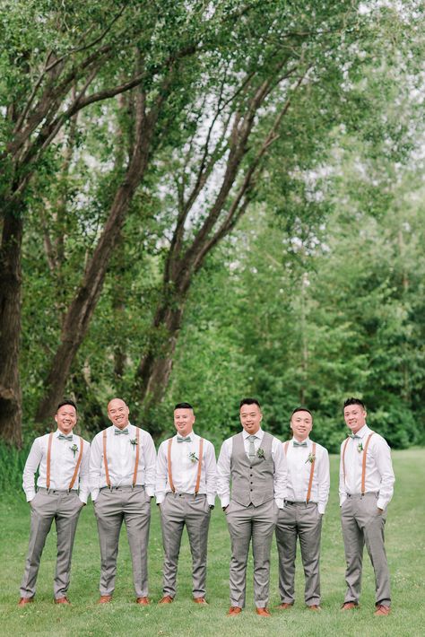 Kristyn Harder Photography Sage And White Wedding Groomsmen, Grooms Men Attire Sage Green, Sage And Dusty Rose Groomsmen Attire, Sage Green Best Man, Suspenders And Bow Tie Wedding, Dusty Rose And Sage Green Groomsmen, Sage Green Bowtie Groomsmen, Men Sage Green Wedding, Sage And Blush Groomsmen Attire