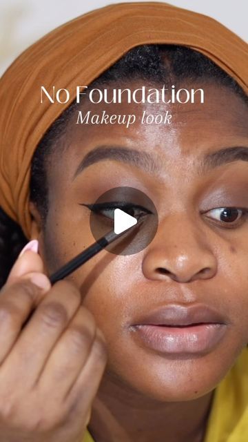 Ginika Temple on Instagram: "Have you ever done a full face without foundation? Here’s how …   COMMENT “Link” and il dm you link to register for my virtual class    Follow @rtmvirtualmakeupacademy to catch up with my mentees   Products:  @beautybytelc brow pencil “Ebony”  @milkmakeup cooking jelly blush “chill” @hudabeauty easy bake pressed powder “cinnamon bun” @patrickta contour and bronzer palette “she’s chiseled” @charlottetilbury airbrush setting spray  @onesize translucent setting powder  @ardellbeauty no glue lashes  @inglot_ca “gel liner “ 77 @purito_official face cream  @rarebeauty liquid blush “joy”" Easy Makeup For Dark Skin, Cinnamon Eye Makeup, Soft Glam Black Women Makeup, Simple Makeup Eyeliner, Dark Skin Eye Makeup, Makeup Without Lashes, Makeup Without Powder, Makeup Dark Skin, Bronzer Application