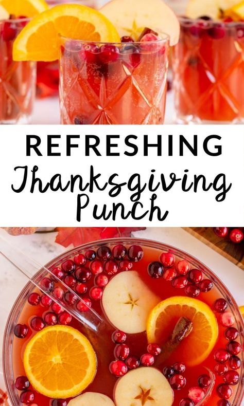 Apple Cranberry Punch, Spiced Cranberry Punch, Fall Drinks In Pitcher, Cranberry Apple Punch Non Alcoholic, Cranberry Orange Juice Punch, Thanksgiving Infused Water, Fall Cranberry Punch, Fall Non Alcoholic Drinks Apple Cider, Fall Wine Punch Recipes