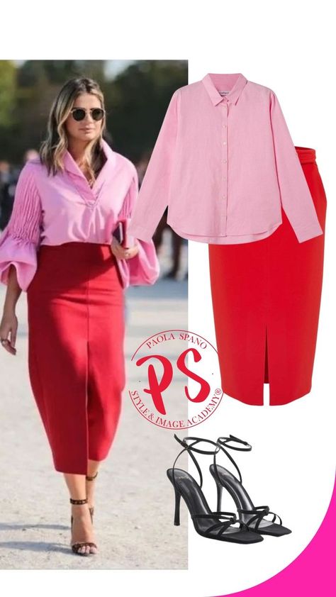 Pink And Red Office Outfit, Informal Attire, Women Inspiration, Colour Combinations Fashion, Color Combos Outfit, Looks Pinterest, Color Blocking Outfits, Color Combinations For Clothes, Everyday Fashion Outfits