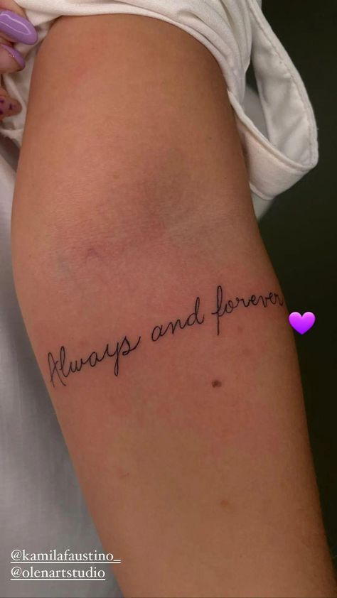 Always And Forever Arm Tattoo, Always And Forever Tattoo Couple, Always And Forever The Originals, Always And Forever Tattoo The Originals, Tattoo For Mum, Forever And Always Tattoos, Always And Forever Tattoo, Collar Bone Tattoo Quotes, Always Tattoo