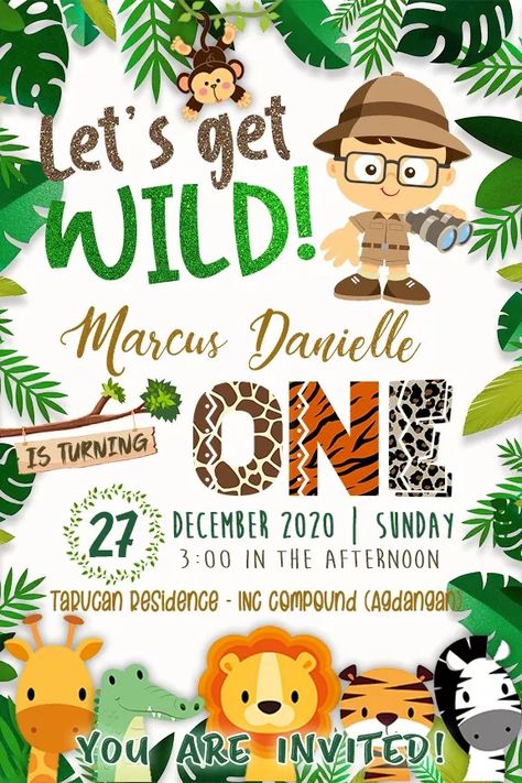 Jungle Safari Birthday Invitation, Safari Birthday Theme Decoration, Animal Theme Birthday Invitation, Jungle Theme Birthday Party Invitations, Safari Theme Birthday Invitations, Jungle Safari Birthday Theme, Jungle Theme Invite, Jungle Invitations Birthday, Jungle Safari Theme Birthday Party