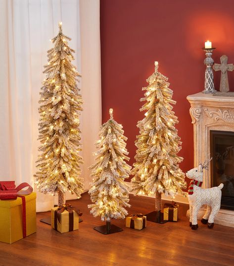 Mercury Row® Lighted Artificial Fraser Fir Christmas Tree & Reviews | Wayfair Three Christmas Trees Together, 3 Christmas Trees Together, 3 Christmas Trees, Slim Artificial Christmas Trees, Frosted Christmas Tree, Slim Christmas Tree, Fir Christmas Tree, Artificial Christmas Trees, Led Christmas Tree