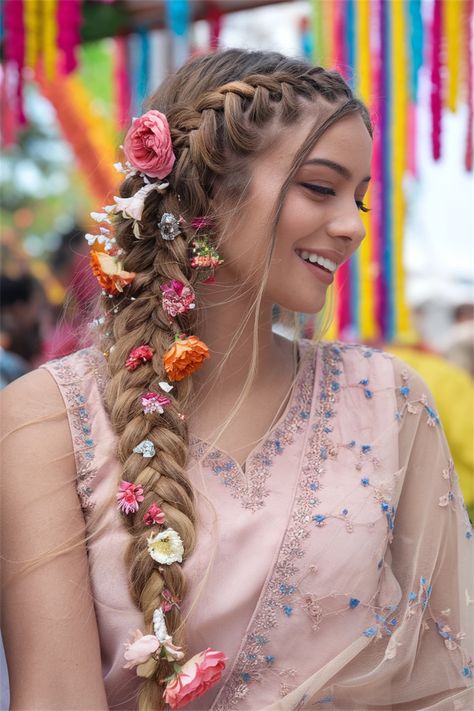 Embrace the beauty of Indian braided hairstyles with this stunning fishtail braid that effortlessly blends tradition with modern flair. The intricate design creates a gorgeous, eye-catching look perfect for any occasion. Whether you're dressing up for a wedding or a casual day out, this style highlights your natural beauty while keeping your hair stylishly managed. Explore the art of braiding and discover your next favorite look! #braidedhairstyles Traditional Hairstyles Indian, Indian Braided Hairstyles, Traditional Hairstyles, Indian Braids, Traditional Hairstyle, Hairstyles Indian, Fishtail Braid, Fish Tail Braid, Indian Hairstyles