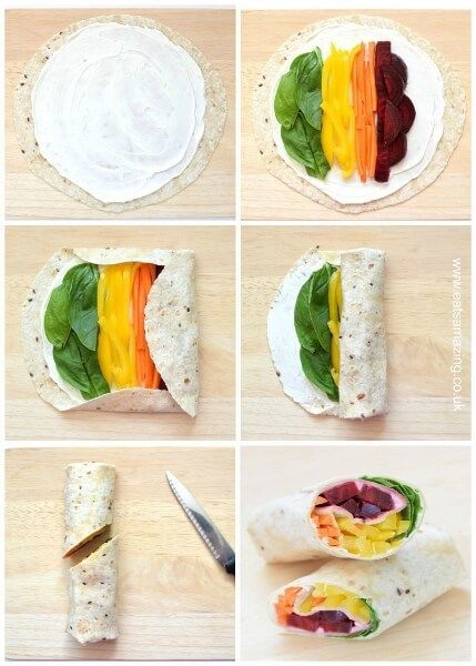 Step by step rainbow tortilla wrap recipe - healthy fun food idea for kids lunches from Eats Amazing UK Tortilla Wrap Recipe, Rainbow Recipes, Wraps Recipes Healthy, Kids Packed Lunch, Tortilla Wrap, Wrap Recipe, Resep Diet, Fun Lunch, Rainbow Food