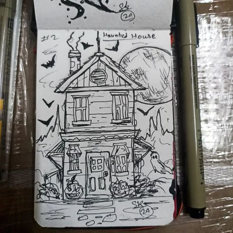 Inktober 2024 Day 2 Haunted House 🏡 #inktober2024 #inktober #drawing #sketch #artist #igreach #artistsoninstagram #haunted #day2 #hauntedhouse Haunted House Sketch, Haunted House Drawing, Inktober 2024, House Sketch, Sketch Artist, House Drawing, Drawing Sketch, Haunted House, Doodles