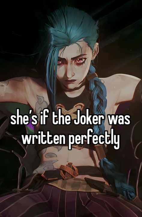 even tho she was inspired by the joker she’s the better version of him ! fight me 🤺 #jinx #jinxarcane #arcane #whisper Canes Sauce, 2000s Tv Shows, Get Jinx, Jinx Arcane, Friends High, Jinx League Of Legends, Better Version, Im Going Crazy, The Joker