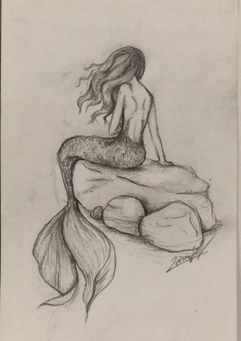 Mermaid Back Drawing, Drawings Of Mermaids Sketches, Art Sketches Mermaid, Mermaid Drawings Sketches, Mermaid Drawings Aesthetic, Drawing Ideas Mermaid, Mermaid Art Drawing Sketches, Mermaid Aesthetic Drawing, Mermaid Sketch Simple