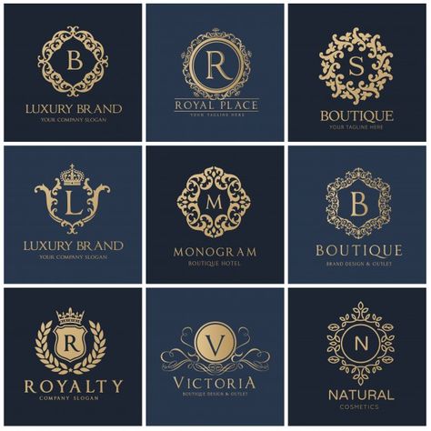 Crests logo. luxury logo set design for hotel ,real estate ,spa, fashion brand identity Premium Vector Fancy Logo, Vintage Floral Backgrounds, Luxury Brand Logo, Royal Logo, Crest Design, Hotel Logo, Luxury Branding Design, Crest Logo, Luxury Logo Design