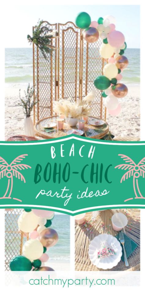 Boho Beach Birthday Party Decor, Tropical Boho Party Decor, Beach Birthday Backdrop, Boho Summer Party, Boho Beach Theme Party, Fancy Beach Party, Beach Babe Birthday Party, 16th Birthday Beach Party, 30th Beach Birthday