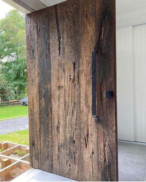 #soliddoor #windows front door design door design Rustic Wood Front Door, Chalet Front Door, Rustic Wooden Doors Entrance, Sliding Farmhouse Doors Interior, Wood Metal Door, Reclaimed Wood Front Door, Rustic Pocket Door, Rustic Wood Doors Entrance, Rustic Wooden Door