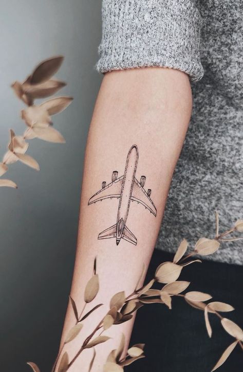 Airplane Forearm Tattoo, Plane Wing Tattoo, Concorde Tattoo, Pilot Tattoo Aviation, Plane Tattoo Ideas, Jet Plane Tattoo, Airplane Tattoo Men, Aviation Tattoo Pilots, Planes Tattoo