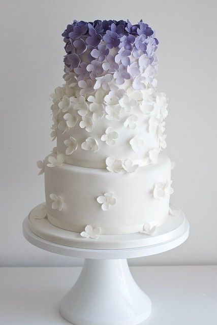 Purple ombre hydrangea cascade | Charlotte | Flickr Cascade Wedding Cake, Purple Hydrangea Wedding, Wedding Cake Hydrangea, Hydrangea Cake, Learn Cake Decorating, Purple Cakes Birthday, Birthday Cake For Husband, Wedding Cake Ombre, Purple Cakes