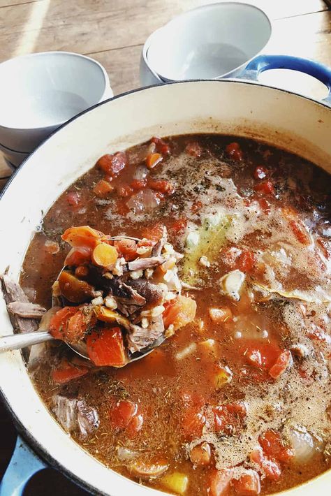 The Pioneer Woman's Perfect Pot Roast Turned into Soup is the best pot of deliciousness you can bring to a potluck, or serve for dinner! Earlier this week we made a pot roast, and then took the leftovers, adding herbs and farro, for the most delicious soup recipe! ENJOY! Pot Roast Soup Recipes, Chuck Roast Soup Recipes, What To Do With Leftover Pot Roast, Leftover Pot Roast Ideas, Leftover Pot Roast Recipes, Prime Rib Soup, Roast Stew, Leftover Roast Beef Recipes, Leftover Prime Rib Recipes