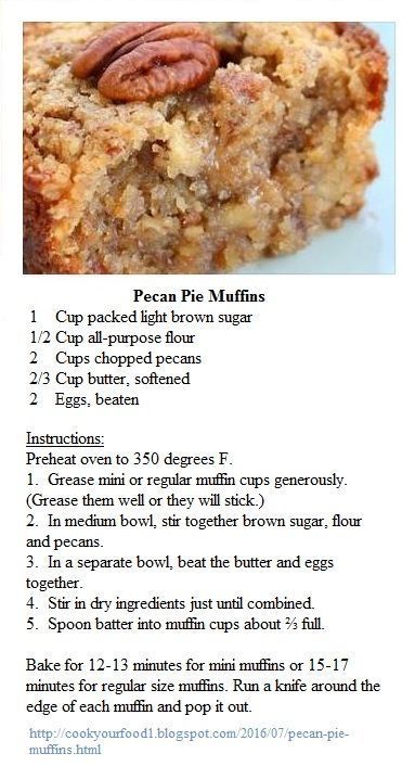 Desserts Recipes Easy, Pecan Muffins Recipe, Pecan Desserts Recipes, Pecan Pie Muffins, Pie Muffins, Batch Baking, Pecan Desserts, Beautiful Universe, Dump Cakes