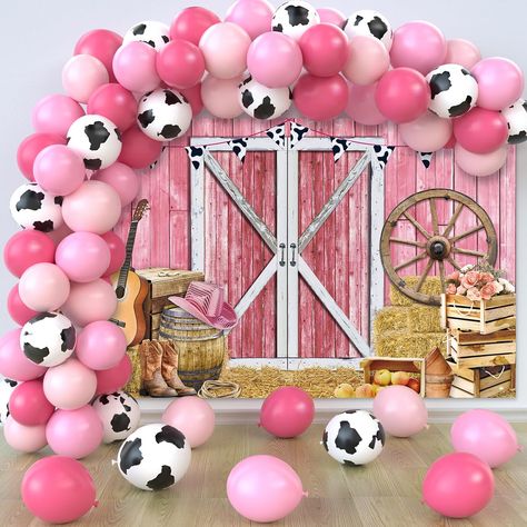 PRICES MAY VARY. Cowgirl Party Decorations Set: package includes 1pcs cowgirl backdrop and 50pcs latex balloons in 4 cute matching colors, 1 roll adhesive dot, ribbon and balloon chain; the whole set can save you a lot of time to prepare other separate parts and you can host a wonderful party easily. Note: recommend to inflate balloons by air pump or machine instead of mouth Retro Western Design: the cowgirl banner features with vintage western wooden barn design and combines classic western ele Cowgirl Backdrop, Cowgirl Balloons, Cowgirl Theme Birthday, Western Cowgirl Party, Cowgirl Birthday Party Decorations, Cowgirl Decorations, Cowgirl Party Decorations, Western Party Decorations, Rodeo Birthday Parties