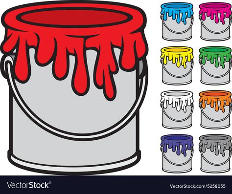 Paint Bucket Illustration, Bucket List Drawing Ideas, List Drawing, Paint Clipart, Color Flashcards, Paint Vector, Palm Tree Silhouette, Paint Drop, Paint Buckets