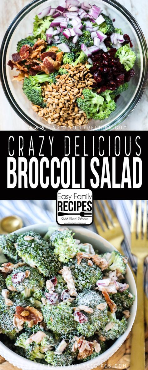 Broccoli Salad Recipe Easy, Broccoli Salad With Cranberries, Best Broccoli Salad Recipe, Broccoli Salad With Bacon, Easy Broccoli Salad, Healthy Broccoli Salad, Broccoli Bacon, Broccoli Cauliflower Salad, Easy Broccoli