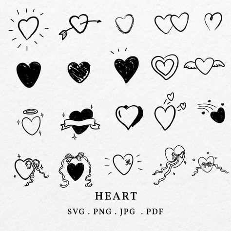 Different Heart Designs, Drawing Hearts Doodles, Easy Love Doodles, Love Heart Sketch, Hand Drawing Heart, Heart With Ribbon, Sketch Heart, Cute Heart Drawings, Heart Doodles