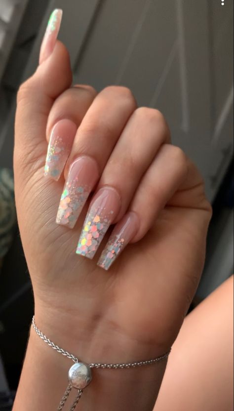 Ombre Acrylic Nails, Acrylic Nails Coffin Pink, Bling Acrylic Nails, Acrylic Nails Coffin Short, Pink Acrylic Nails, Square Acrylic Nails, Fire Nails, Coffin Nails Designs, Pretty Acrylic Nails