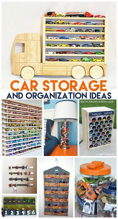 car storage and organization ideas #organize Train Bedroom, Hot Wheels Storage, Toy Car Storage, Car Table, Tire Storage, Old Crates, Potty Train, Boys Rooms, Mason Jar Crafts Diy