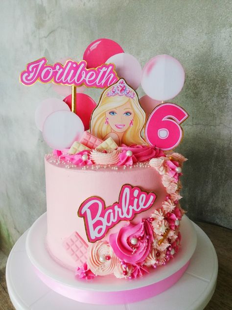 Barbie 4th Birthday Cake Ideas, Barbie Cake 3rd Birthday, Barbie Cake 6th Birthday, Barbie Cake With Doll, Character Cakes For Girls Birthday, Barbie Cake Ideas Birthdays Pink, Barbie Movie Birthday Cake, Barbie Cake 5th Birthday, Birthday Cake 6th Girl