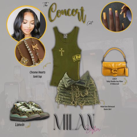 𝗠𝗶𝗹𝗮𝗻𝗫𝘀𝘁𝘆𝗹𝗲𝘀 | Concert outfit inspo 💚 For bookings please email milanxstyles@outlook.com, please read service highlights before doing so! #outfitoftheday … | Instagram Miami Ootd, Outfits Inspo Baddie, University Outfits, Concert Outfit Inspo, Concert Vibes, Cute Vacation Outfits, Heart Tank Top, Big Mama, Bratz Inspired Outfits